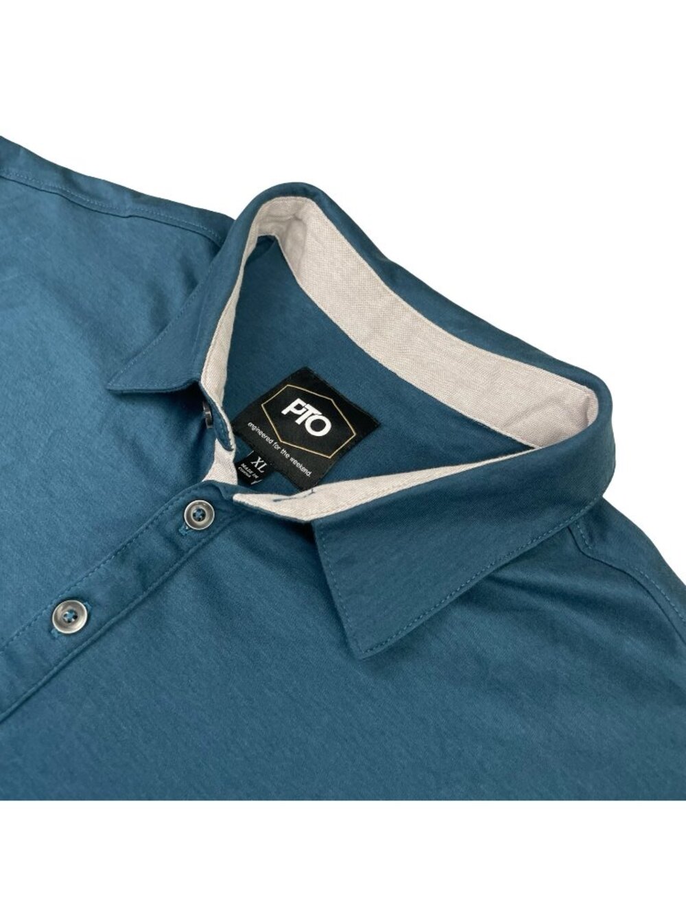 PTO Men's Cotton/Modal S/S Polo Shirt Teal Blue • XL